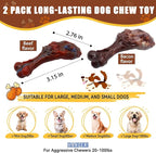 Magicorange Dog Chew Toys for Aggressive Chewers, Indestructible Dog Toy for Medium/Large Breed, Tough Nylon Teething Bone Toy to Keep Them Busy,Bacon and Real Beef Flavor (Beef+Bacon Flavor, 2 Pack)
