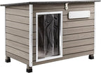 Dog House Outdoor & Indoor Wooden Dog Kennel for Medium to Large Dogs,34" L Natural Fir Wood Dog Houses with Weatherproof Roof,Removable Floors,Raised Feet