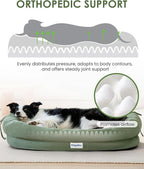 Orthopedic Dog Bed for Large Dogs, Pet Sofa Bed with Egg Crate Foam, 4-Sided Bolster, Removable Washable Cover & Anti-Slip Bottom, Large Calliste Green
