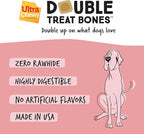 Ultra Chewy Yogurt with Strawberry Double Treat Bones: Long-Lasting Dog Treats Made in USA for Large and Small Breeds, Highly Digestible (12 Count)