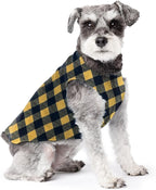 Goldpaw Stretchy Fleece Jacket for Small Dogs - Super Soft, Warm Dog Sweater - Pet Sweater Vest for Fall and Winter - Canine Clothes Made in The USA - Machine Washable - Gold Buffalo Check - Size 10