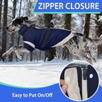 MIGOHI Dog Coat with Harness Built in, 2-in-1 Thermal Water-Resistant Dog Jacket, Windproof Reflective Snowsuit for Extra Large Dogs, German Shepherd, High Collar Design, Navy Blue, 3XL