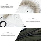 PINA Dog Winter Coat Winter Jacket with Waterproof Fabric, Faux Fur Hood, Reflective Strap for Small Medium Large Dogs, Green, 3XL