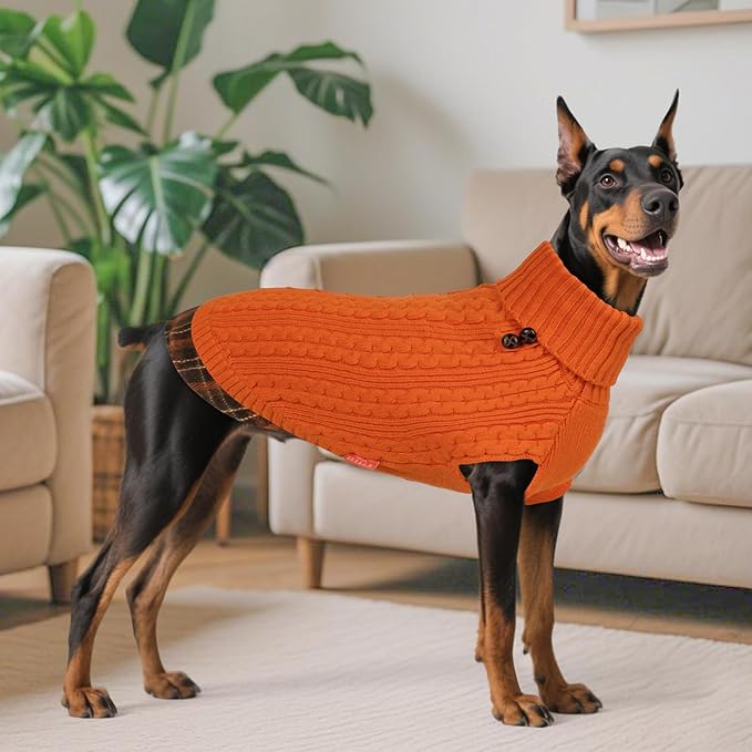 KYEESE Dog Sweater Stretchy Knitwear Medium Dogs Sweater with Gingham Patchwork Soft Pullover Dog Sweaters for Medium Dogs Girl Comfy Pet Coat for Fall Winter Cold Weather