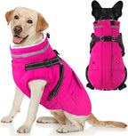 Dogcheer Dog Coat with Harness, Waterproof Warm Dog Winter Jacket with Pockets, Reflective Pet Fleece Jacket Turtleneck Snowsuit for Small Medium Large Dogs - Pink, XS