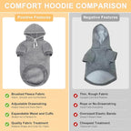 BEAUTYZOO Dog Hoodie & Cat Sweater for Small Dogs Puppy Girls Boys, Fleece Lined Warm Winter Fall Dog Clothes with Leash Hole and Pocket, Ultra-Soft Pet Jacket Coats Kitten Clothing, Grey L