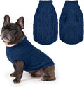 PUPTECK Dog Sweater, Turtleneck Warm Knitted Pullover Coat, Thick Cable Knitwear Clothes in Winter, Pet Apparel Outfits for Small Medium Dogs, for Cold Weather Indoor & Outdoor, Deep Blue S