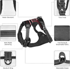 Custom Atlanta Dog Harness with Reflective Stripes Personalized Name and Number Dog Vest Harness with Pet Traction Rope for Small Medium Large Dog