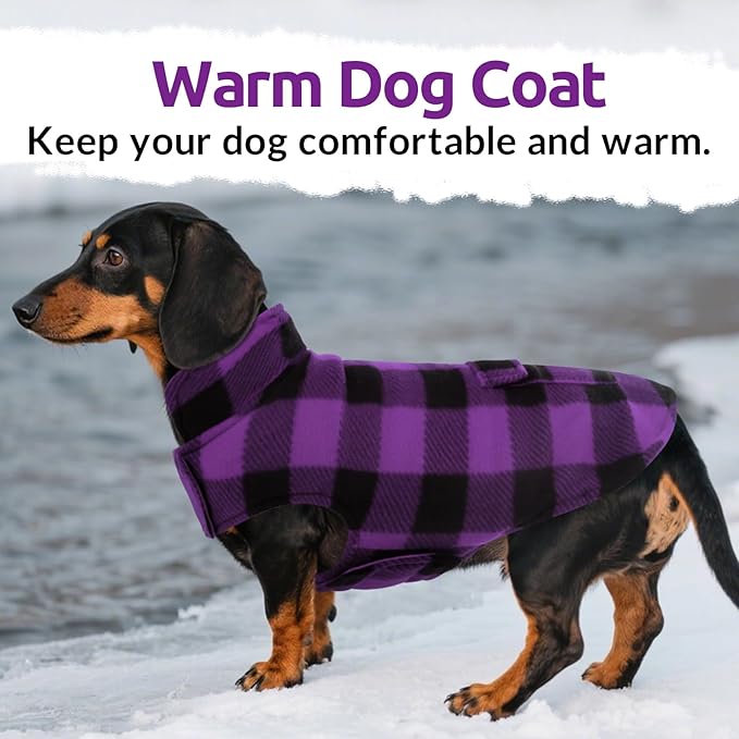 ASENKU Dog Jacket Plaid Reversible Reversible Dog Vest Waterproof Cold Winter Clothes Pet Apparel for Small Medium Large Dogs (XL, Purple)