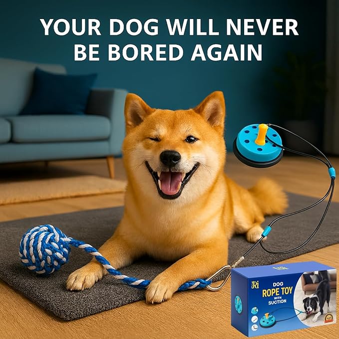 Dog Rope Toy with Suction - Perfect Dog Toys for Aggressive Chewers - Nearly Indestructible & Stimulating - Suitable for Large & Small Dogs & Puppies