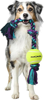 Mammoth Flossy Chews Tug with BIG 6-Inch Tennis Ball, X-Large, 36-Inch, Assorted Multicolor (51100F)