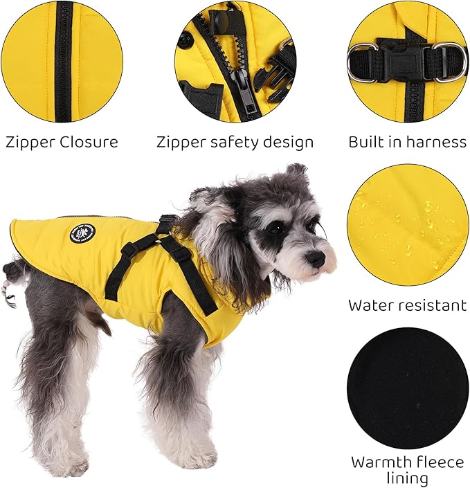 Norbi Dog Coat - Winter Jacket with Built-in Harness, Adjustable for Small to Large Dogs, Warm Coat for Cold Weather