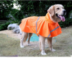NACOCO Large Dog Raincoat Adjustable Pet Water Proof Clothes Lightweight Rain Jacket Poncho Hoodies with Strip Reflective (M, Orange)