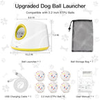 HETOO Automatic Ball Launcher for Dogs: Ball Launcher for Dogs - Automatic Tennis Ball Thrower for Dogs, with 6 Balls- Interactive Dog Toys - Small/Medium Sized Launcher- Yellow