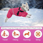 BRKURLEG Dog Winter Coat with Harness Built in, Winter Dog Jacket for Small and Medium Dogs, Small Dogs Snowsuit Reflective Windproof Cold Weather Coat, Puppy Warm Fleece Coats, Hot Pink, M