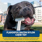 Bullibone Nylon Dog Chew Toy Nylon Bone - Improves Dental Hygiene, Easy to Grip Bottom, and Permeated with Flavor (Bacon, XL - Single)
