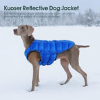 Kuoser Dog Puffer Jacket Warm Dog Coat for Small Dogs, Windproof Reflective Pet Padded Vest Cold Weather Clothes Puppy Snowsuit with Hook & Loop Coats, Easy On/Off, Blue S