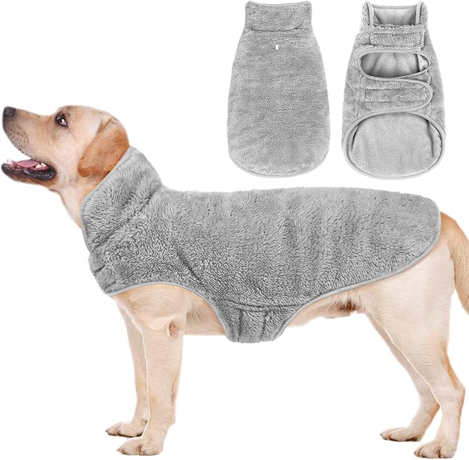Malier Dog Winter Coat, Reversible Fleece Dog Cold Weather Coats, Windproof Warm Snow Puppy Jacket Vest Pet Clothes for Small Medium Large Dogs (Gray, Small)