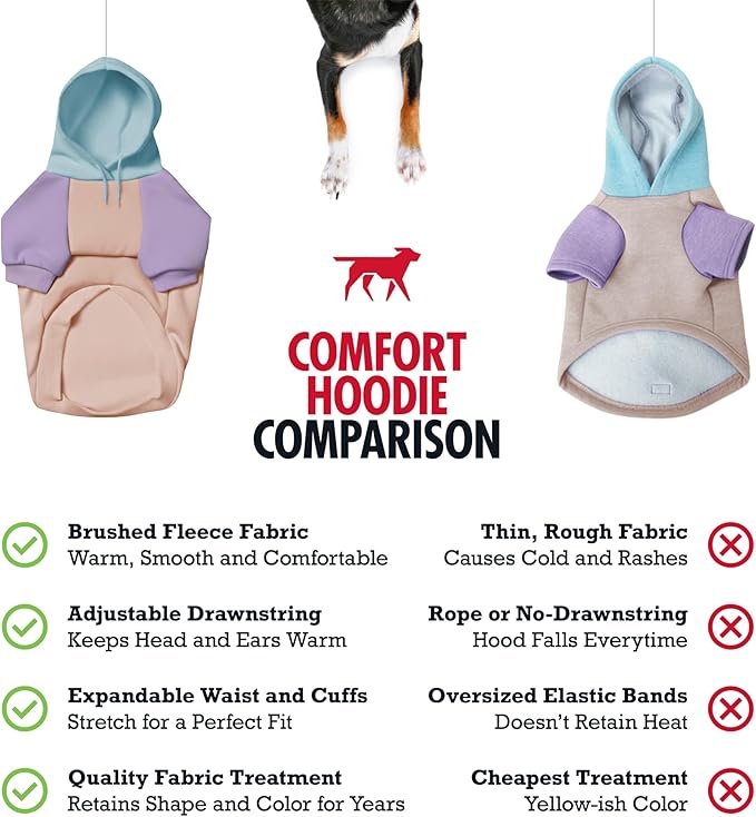 Tuff Pupper Dog Hoodie | Premium Quality 100% Organic Cotton | Ultra Soft Interior for Superior Comfort | Elastic Cuffs & Drawstring for Warmth | Stretch Fit Suitable for All Breeds (Pastel, S)