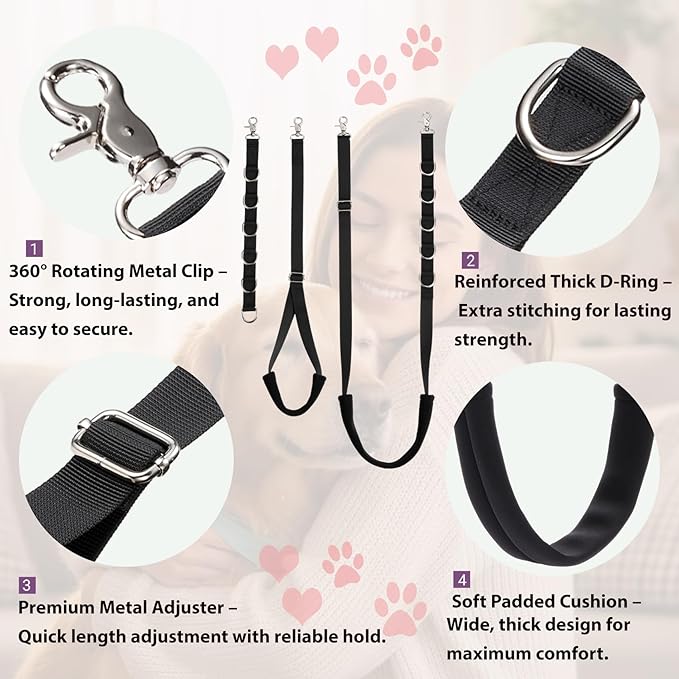 Dog Grooming Loops Supplies Pet Dog Grooming Belly Straps Belly Band Black Solf Comfrotable & Adjustable Grooming Tools for Grooming Tables Arms Ideal for Groomers (Black)