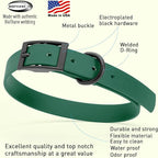 Dogline Biothane Waterproof Dog Collar Strong Coated Nylon Webbing with Black Hardware Odor- Proof for Easy Care Easy to Clean High Performance Fits Small Medium or Large Dogs, Hunter Green