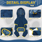 Dog Raincoat, Waterproof Dog Rain Jacket with Hood, Rain Coat with Leash Hole, Reflective Strap for Small Medium Dogs, Lightweight Puppy Clothes(Blue,M)