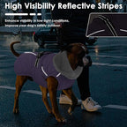 Dog Coat, Waterproof Dog Winter Jacket with Adjustable Buckle, Reflective Turtleneck Pet Snow Vest Warm Fleece Sweater for Small Medium Large Dogs - Purple, XL
