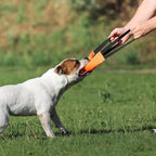 Bungee Dog Bite Tug Toy with 2 Strong Handles - Made of Durable & Tear-Resistant Fire Hose - Perfect for Tug of War, Fetch & Puppy K9 Training - Ideal Pull Toy for Medium to Large Dogs, Orange