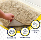 Muddy Mat® AS-SEEN-ON-TV Highly Absorbent Microfiber Door Mat and Pet Rug, Non Slip Thick Washable Area and Bath Mat Soft Chenille for Kitchen Bathroom Bedroom Indoor and Outdoor - Beige XXL 60"X48"