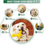 Dog Chew Toys for Aggressive Chewers Large Breed,Indestructible Bones Toy，Durable Cleaning Toothbrush Natural Rubber Dog Toys… (Yellow)