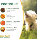 Ocu-GLO Cat & Dog for Eye Support - Chewable Vision Supplement for Large and Small Pets Care with Lutein, Omega-3 Fatty Acids, Grape Seed Extract & Antioxidants 30 XL Chewables
