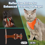 Cat Harness and Leash Set Escape Proof for Kitten Walking, Soft Adjustable Top Handle Vest Harnesses for Cats, Easy Control Breathable Reflective Small Medium Large, Orange, S