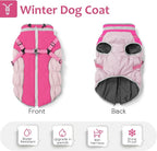 Dog Winter Coat with Harness, Dog Jacket, Pet Clothes with Zipper on Back, Waterproof Windproof Warm Vest, Reflective Cold Weather Coats, for Small Medium Large Dogs, Thick, Pink, M
