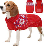 Kuoser Dog Sweater, Holiday Christmas Snowflake Pet Warm Knitwear Dog Sweaters Soft Puppy Clothing, Doggie Turtleneck Cold Weather Outfit Pullover for Small Medium Large Dogs Cats, Red M