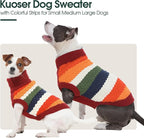 Kuoser Dog Sweater, Pet Cable Knitted Pullover Puppy Warm Clothes, Dog Turtleneck Classic Knitwear Soft Thickening Outfit, Cold Weather Xmas Thermal Wear for Large Size Dogs, Red 3XL