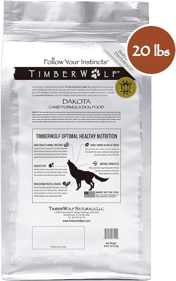 Timberwolf Dakota Buffalo Recipe Dry Dog Food 20lb