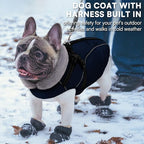 Queenmore Dog Coat,Windproof Dog Coat for Medium Dogs,Dogs Jackets with Harness Built in,Waterproof Doggy Coats with Zipper On Back,Reflective Cold Weather Coats for Dachshund,NavyBlue,M
