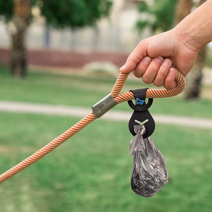 PuppyDoggy Dog Poop Bag Holder for Leash Waste Bag Carrier Dog Poop Bag Dispenser for Walking Running Bicycle Accessory 2 Pieces (Black + Pink)