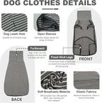 ROZKITCH Dog Winter Coat Soft Pullover Pajamas, Pet Windproof Warm Cold Weather Jacket Vest Cozy Jumpsuit Apparel Outfit Clothes for Walking Hiking Travel Sleep Stripe 2XL