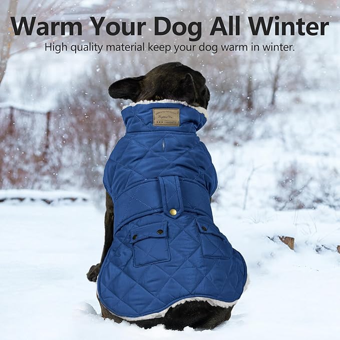KYEESE Dog Coat Warm Pets Clothes for Cold Weather Soft Pet Sweater with Leash Hole Thick Pet Winter Puffer Coat with Pocket Windproof Dogs Jacket with Fleece Lined Waterproof Dog Coats for Large Dogs