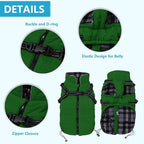 Geyecete Winter Warm Coat Waterproof Dog Winter Jacket with Harness Traction Belt,Pet Outdoor Jacket Dog Autumn and Winter Clothes for Medium, Small Dog-Green-M