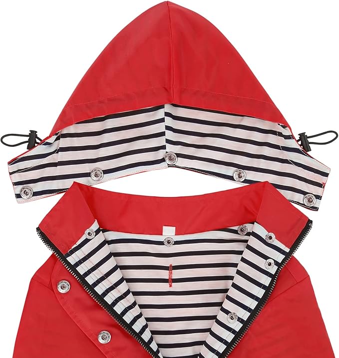 HDE Dog Raincoat Poncho Double Layer Zip Rain Jacket with Removable Hood, Leash Hole for Small to 3XL Dogs and Puppies Red - 3XL