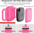2-Pack Dog Collar Holder for Tile Life360 Mate (2024) 2022 Tracker, Waterproof Silicone Cover Full-Body Protective Case for Tile Mate Tracker Cat Collar, Ultra Durable, Scratch Resistant, Pink Punch