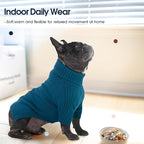IECOii Dachshund Sweater,Turtleneck Dog Sweater for Small Medium Dogs Girl,Stretchy & Breathable,Warm Knitted Pullover Coat,High Neck Knitwear for Cold Weather Indoor & Outdoor Wear (Peacock Blue,M)