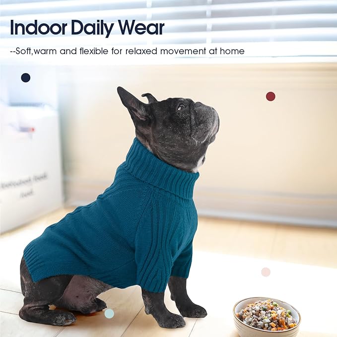 IECOii Great Dane Sweater,5XL Extra Large Sweater for Giant Breed Dogs in Winter,Turtleneck Cold Weather Knit Clothes,Machine Washable,Elastic Pullover for Saint Bernard,Mastiff (Peacock Blue,XXXXXL)