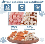 Dog Chews Puppy Training Teeth Clean Snacks Chicken Wrapped Calcium Bone Rawhide Free Dog Treats 1 lb/454g