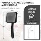 Large Dog Slicker Brush & Comb Set with Leather Sleeves - Long Pin Deshedding Brush for Golden Retrievers, Poodles, Doodles & Thick Coats, Wood Handle Pet Grooming Kit for Dogs, Cats. Black