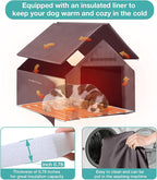 Dog House Outdoor, Insulated Dog Kennel Outside for Large Breed, 50.87" L Weatherproof Large Dog Shelter with Anti-Chewing Iron Frame (Grey-H, 45" D x 32.9" W x 32.6" H)