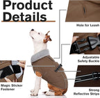 Lelepet Warm Dog Coats for Large Dogs Waterproof Dog Jacket Reflective Pet Fleece Vest Windproof Cold Weather Coats with Adjustable Buckle & Leash Hole, Brown, XXXL