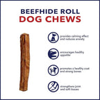 Pet Factory 100% Made in USA Beefhide 8" Rolls Dog Chew Treats - Peanut Butter Flavor, 15 Count/1 Pack